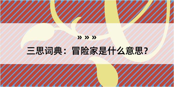 三思词典：冒险家是什么意思？