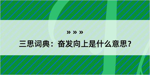 三思词典：奋发向上是什么意思？