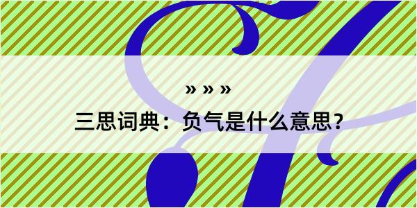 三思词典：负气是什么意思？