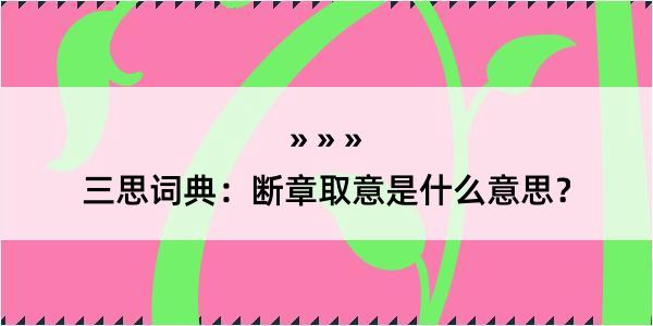 三思词典：断章取意是什么意思？