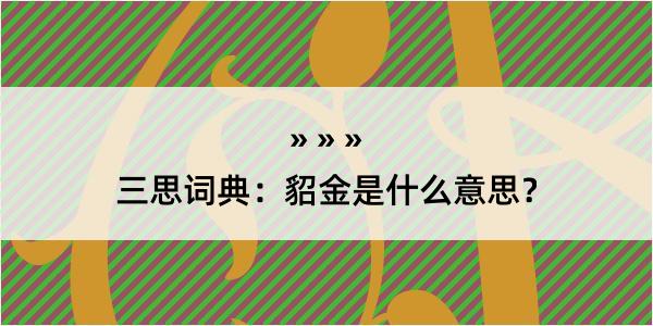 三思词典：貂金是什么意思？