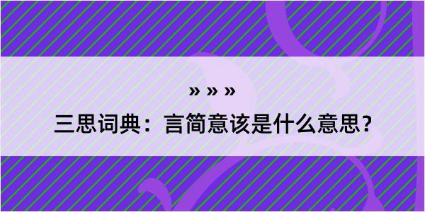 三思词典：言简意该是什么意思？