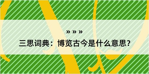 三思词典：博览古今是什么意思？