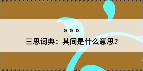 三思词典：其间是什么意思？