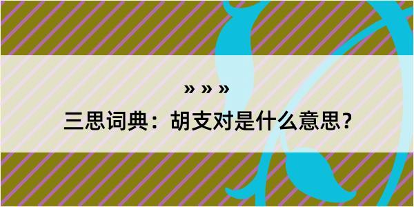 三思词典：胡支对是什么意思？