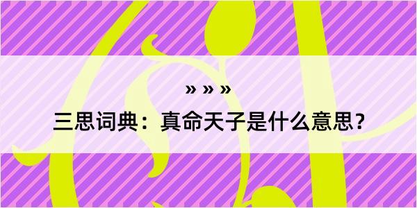 三思词典：真命天子是什么意思？