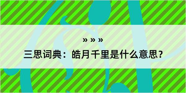 三思词典：皓月千里是什么意思？