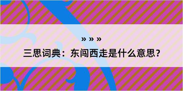 三思词典：东闯西走是什么意思？