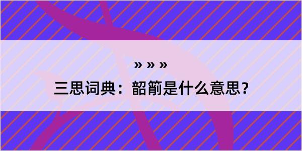 三思词典：韶箾是什么意思？