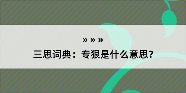 三思词典：专狠是什么意思？