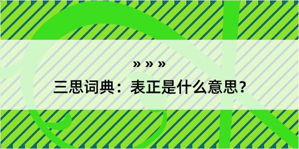 三思词典：表正是什么意思？