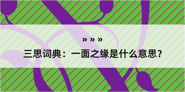 三思词典：一面之缘是什么意思？