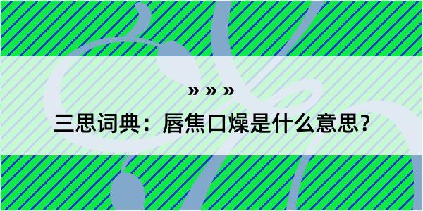 三思词典：唇焦口燥是什么意思？