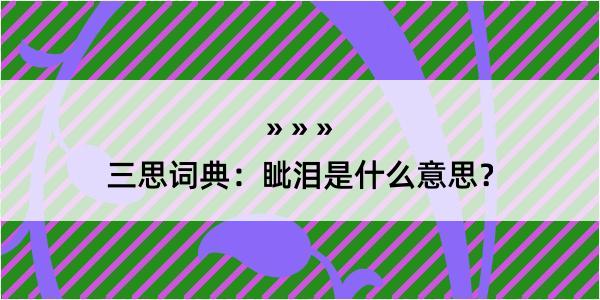 三思词典：眦泪是什么意思？