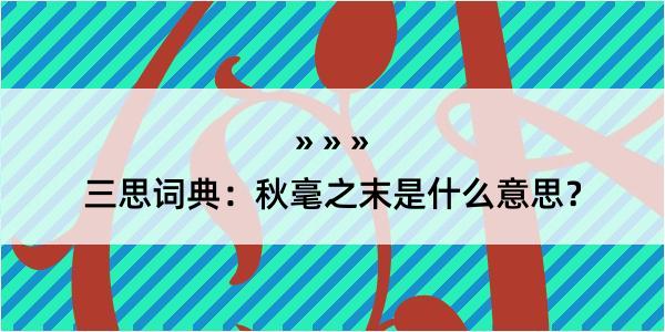 三思词典：秋毫之末是什么意思？