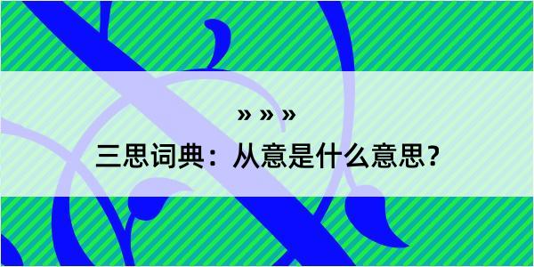 三思词典：从意是什么意思？