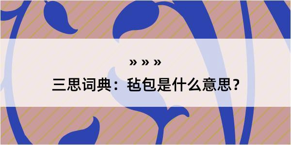 三思词典：毡包是什么意思？