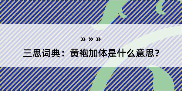 三思词典：黄袍加体是什么意思？