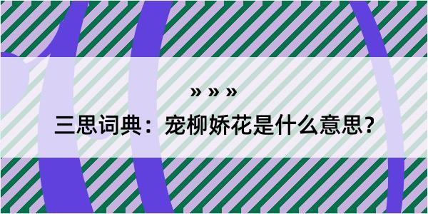 三思词典：宠柳娇花是什么意思？