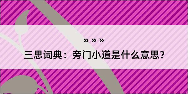 三思词典：旁门小道是什么意思？