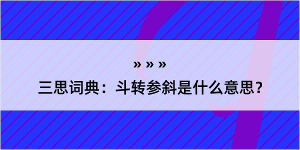 三思词典：斗转参斜是什么意思？