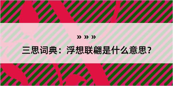 三思词典：浮想联翩是什么意思？