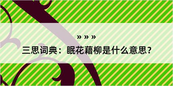 三思词典：眠花藉柳是什么意思？