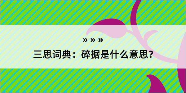 三思词典：碎据是什么意思？