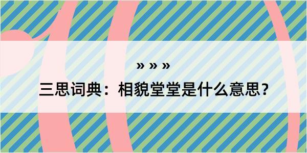 三思词典：相貌堂堂是什么意思？