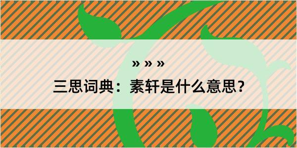 三思词典：素轩是什么意思？