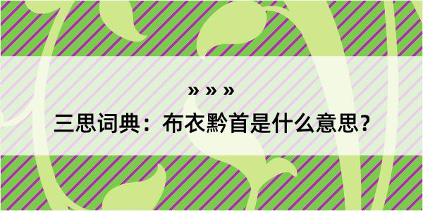 三思词典：布衣黔首是什么意思？