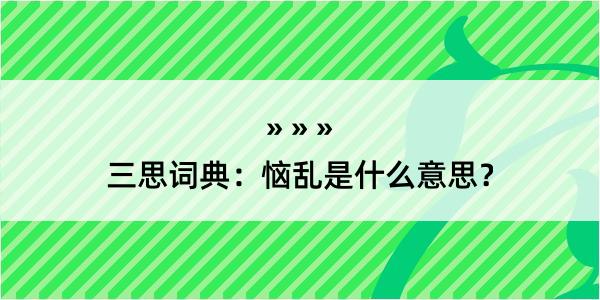 三思词典：恼乱是什么意思？