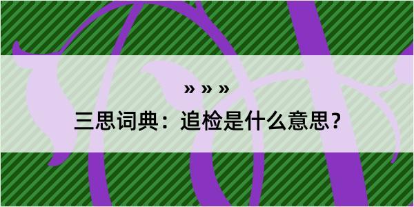 三思词典：追检是什么意思？