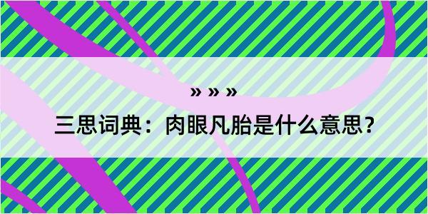 三思词典：肉眼凡胎是什么意思？