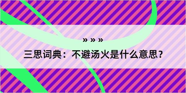 三思词典：不避汤火是什么意思？