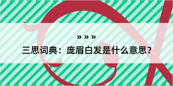 三思词典：庞眉白发是什么意思？