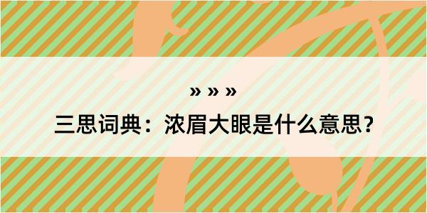 三思词典：浓眉大眼是什么意思？