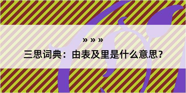 三思词典：由表及里是什么意思？