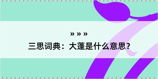 三思词典：大蓬是什么意思？