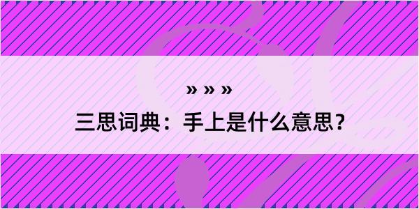 三思词典：手上是什么意思？