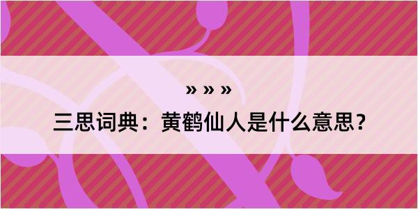 三思词典：黄鹤仙人是什么意思？