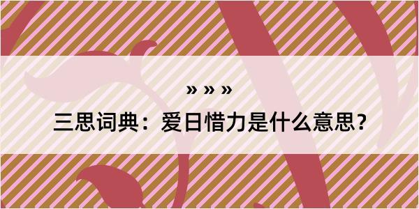 三思词典：爱日惜力是什么意思？