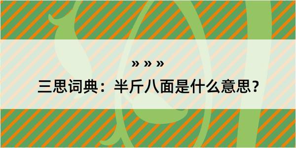 三思词典：半斤八面是什么意思？