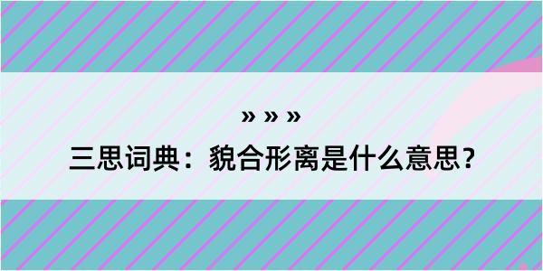 三思词典：貌合形离是什么意思？