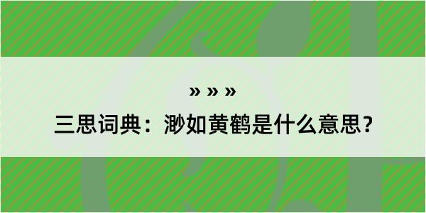 三思词典：渺如黄鹤是什么意思？