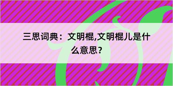 三思词典：文明棍,文明棍儿是什么意思？