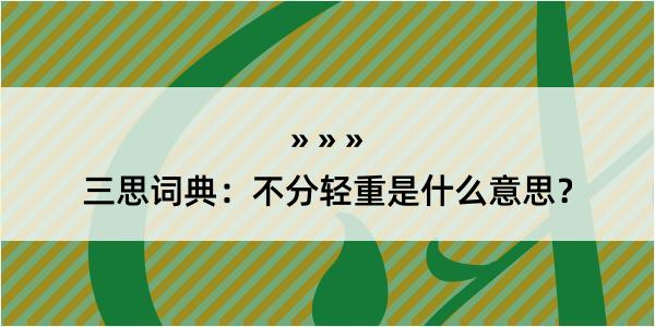 三思词典：不分轻重是什么意思？