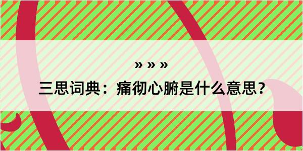 三思词典：痛彻心腑是什么意思？