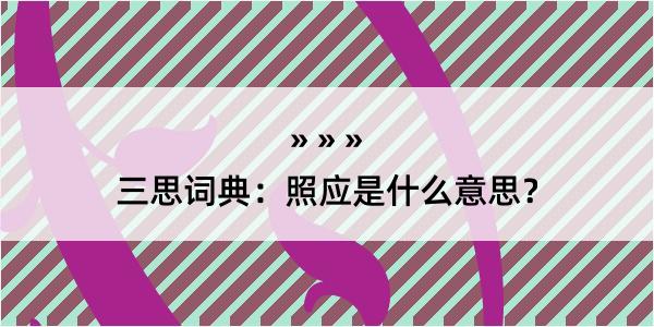 三思词典：照应是什么意思？