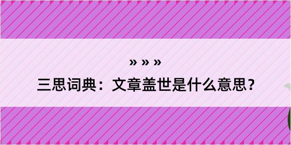 三思词典：文章盖世是什么意思？